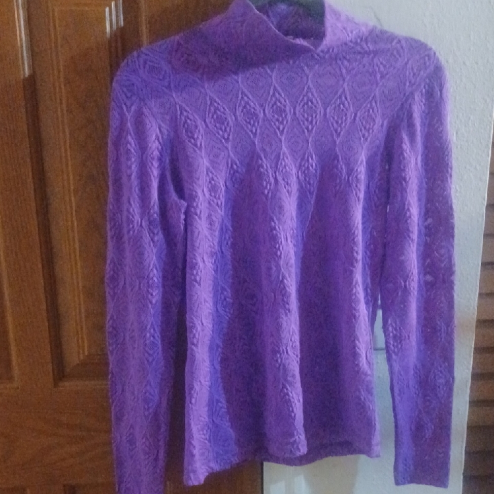 Purple Long Sleeve Lace Top
